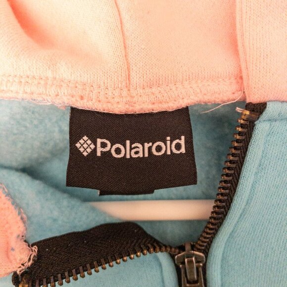 Polaroid Retro Colorblock Half-Zip Fleece Hoodie – Multicolor Streetwear Size S - Picture 5 of 5